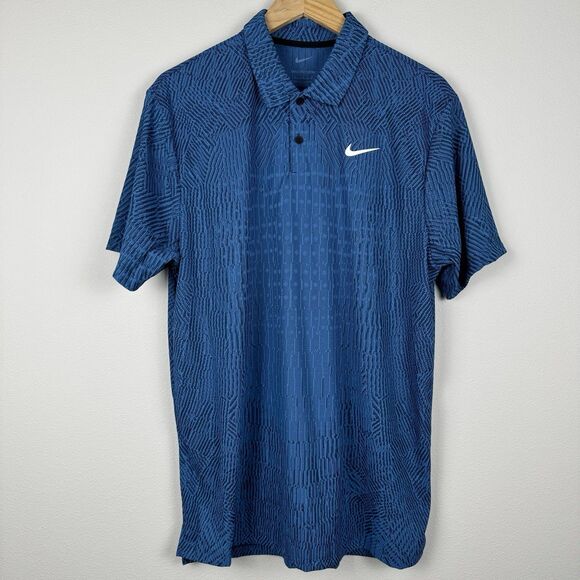 Nike Mens Dri-FIT ADV Tour Textured Short Sleeve Golf Polo Blue FD5731-402 Sz L - Picture 2 of 9